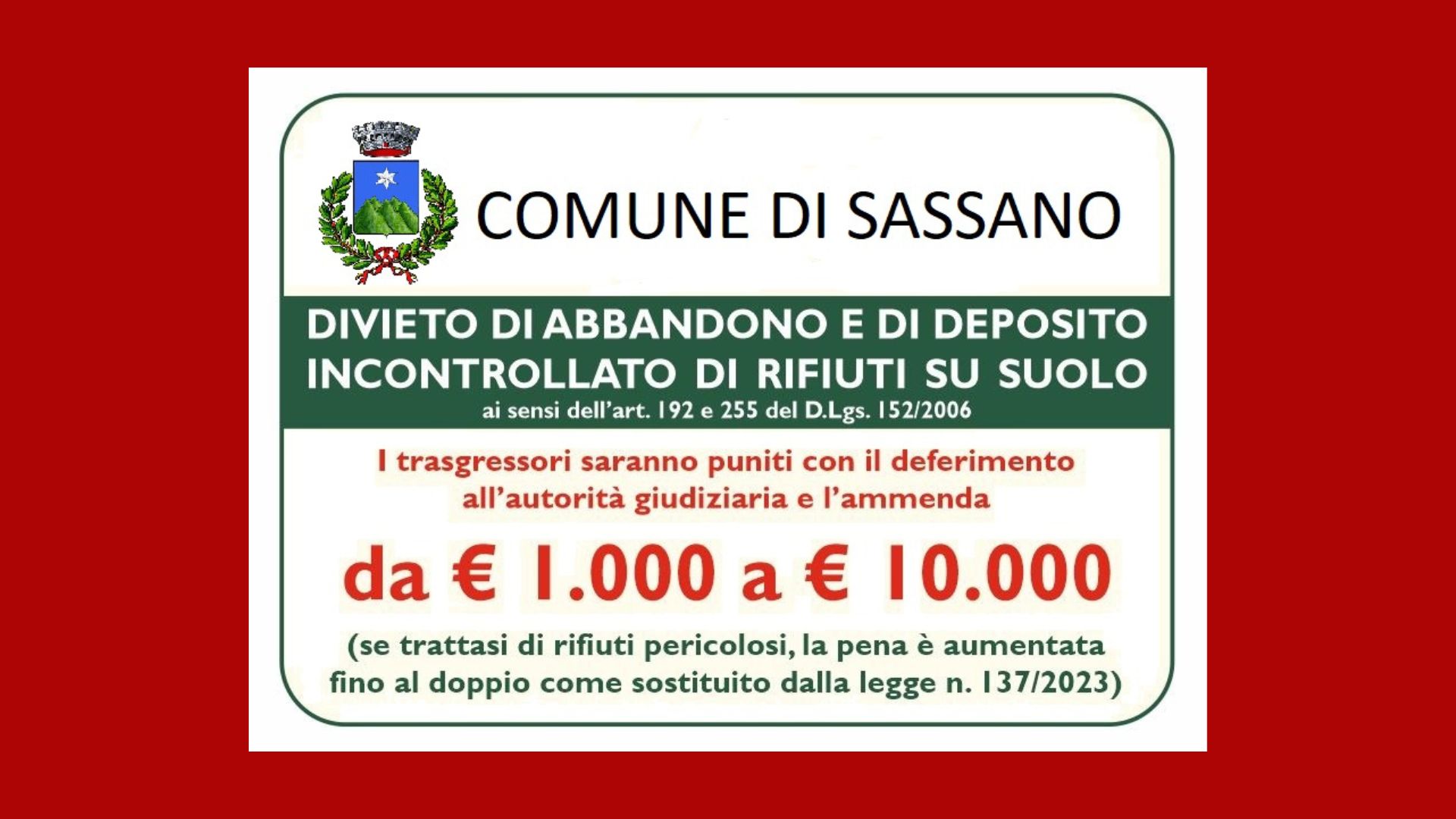 Divieto di abbandono e di deposito incontrollato di rifiuti su suolo